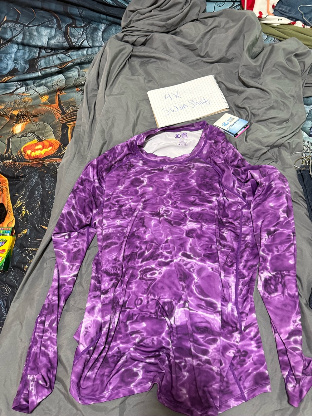 Purple Tie-Dye Long Sleeve Swim Shirt